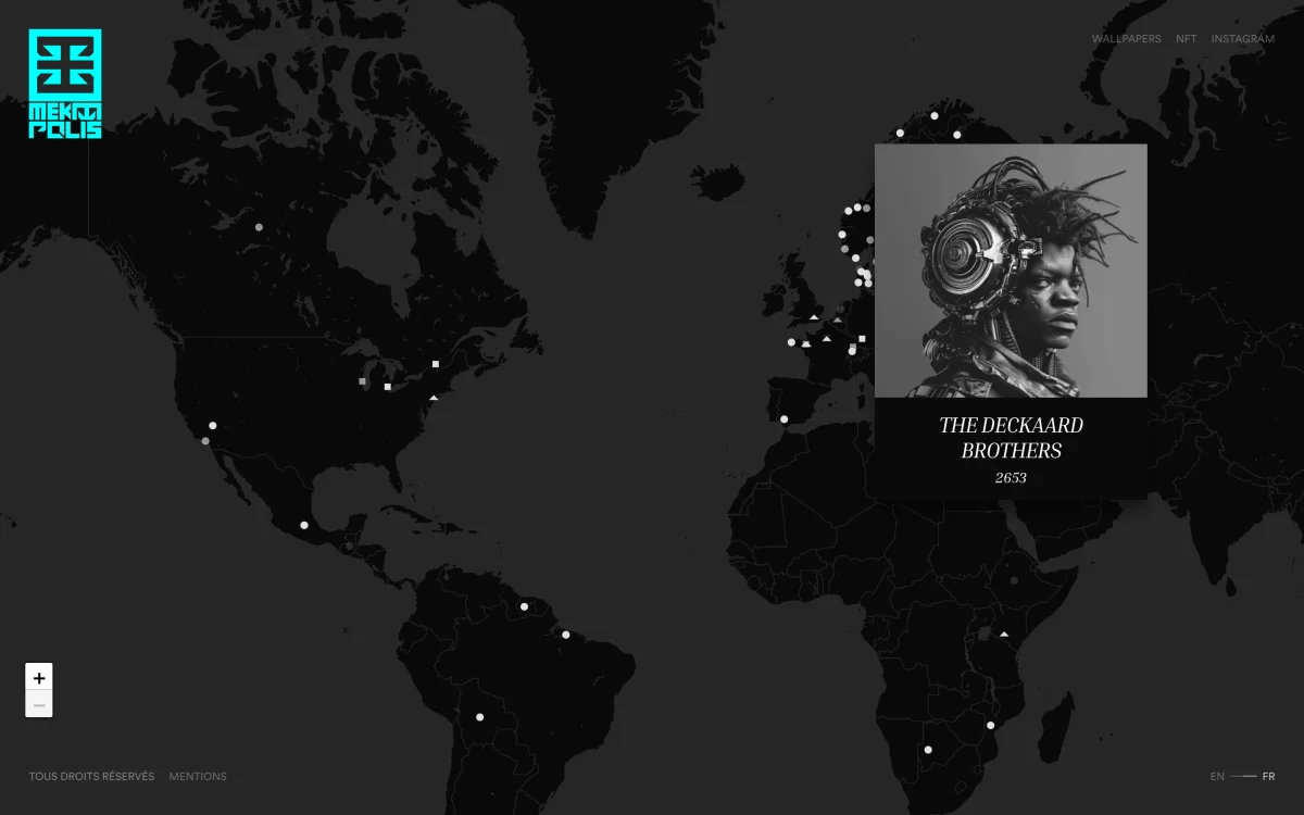 mekaapolis.com/fr/map, navigation dans un univers artistique futuriste