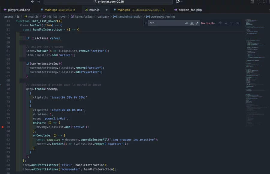 JavaScript development, bespoke interactive features