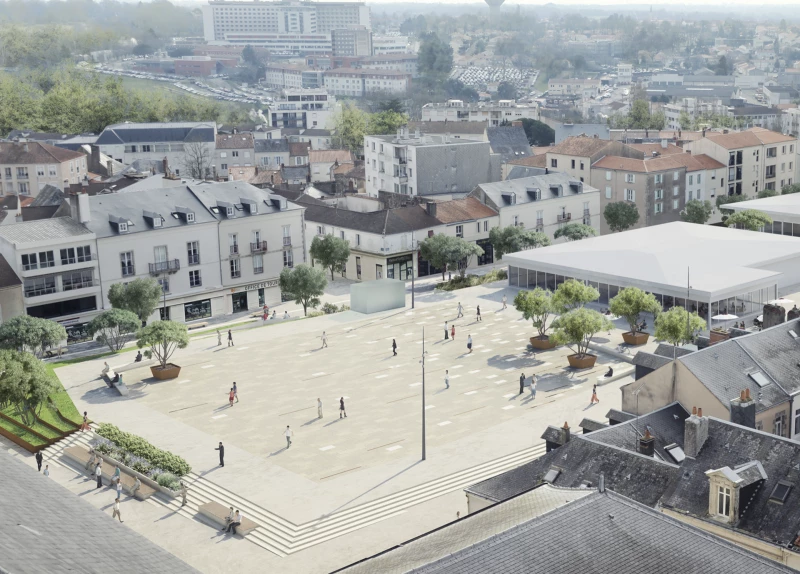 Vue 3D d'un projet d'urbanisme. réalisation du site d'une agence d'architecture et d'Urbanisme à Nantes et dans le Morbihan