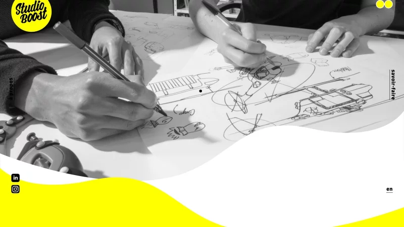 int&eacute;gration HTML/CSS, site Kirby CMS sur-mesure, transitions Barba.js &mdash; Studio Boost Agences & Studios &mdash; d&eacute;veloppeur front-end freelance Emmanuel Lechat &mdash; vue 5/6