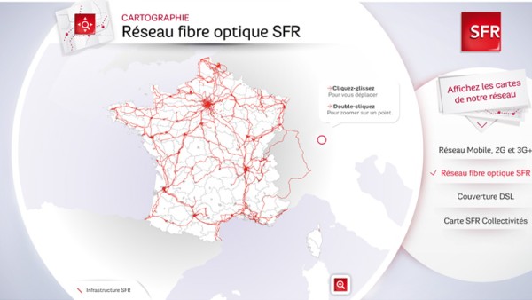 Borne tactile de cartographie du r&eacute;seau **SFR** pour salon professionnel &mdash; Borne cartographie SFR