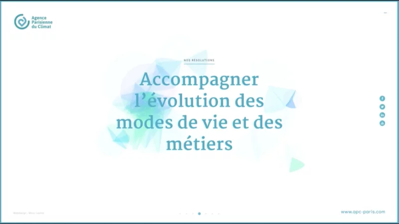 d&eacute;veloppement JavaScript &mdash; Voeux agence parisienne du climat Animation & Motion design &mdash; d&eacute;veloppeur front-end freelance Emmanuel Lechat &mdash; vue 4/5