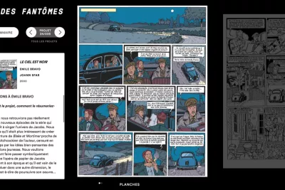 Layout and programming of a digital comics reading module &mdash; museographic interface for an exhibition.