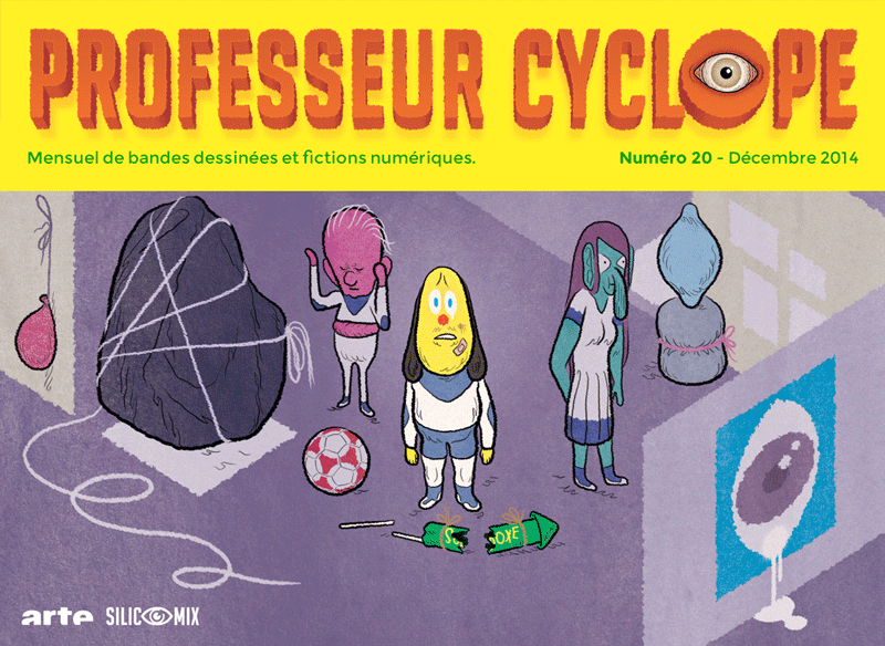 Mise en page et programmation de certains numéros du magazine de BD numérique 'Professeur cyclope' à Nantes.