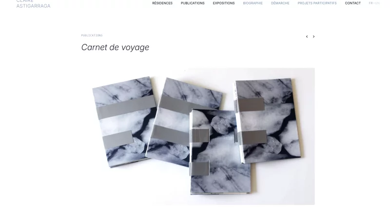 site Kirby CMS sur-mesure, site multilingue &mdash; claire-astigarraga Portfolios & Books &mdash; d&eacute;veloppeur front-end freelance Emmanuel Lechat &mdash; vue 5/8