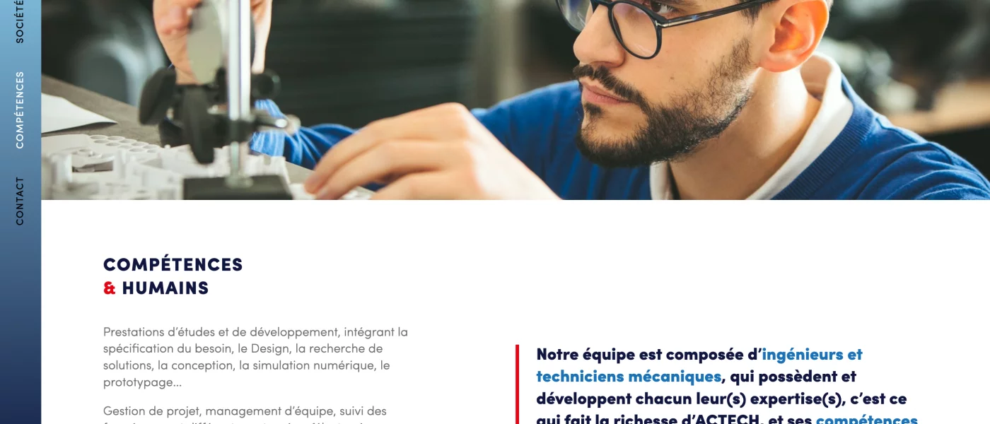 int&eacute;gration HTML/CSS, d&eacute;veloppement JavaScript &mdash; Actech innovation Communication scientifique &mdash; d&eacute;veloppeur front-end freelance Emmanuel Lechat &mdash; vue 6/9