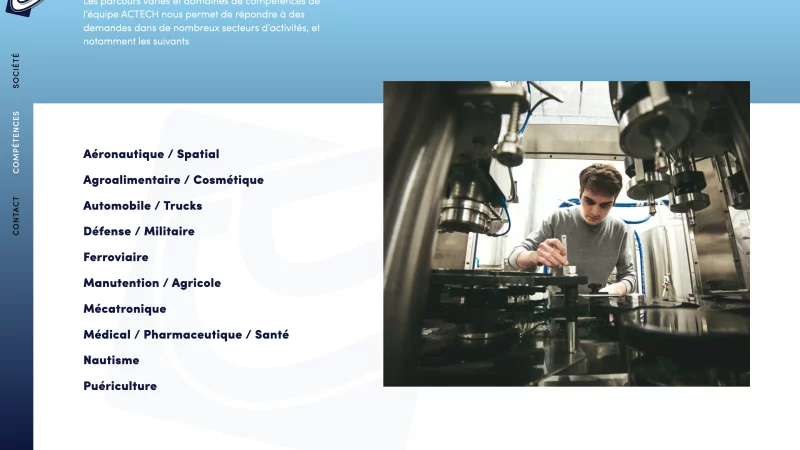 int&eacute;gration HTML/CSS, d&eacute;veloppement JavaScript &mdash; Actech innovation Communication scientifique &mdash; d&eacute;veloppeur front-end freelance Emmanuel Lechat &mdash; vue 7/9