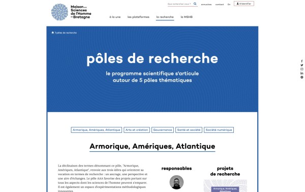 Webdesign et front-end de la plateforme de recherche **MSHB** en sciences humaines &mdash; MSHB