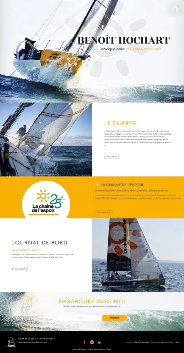  Création du site d'un skipper pro. Team Benoît Hochart