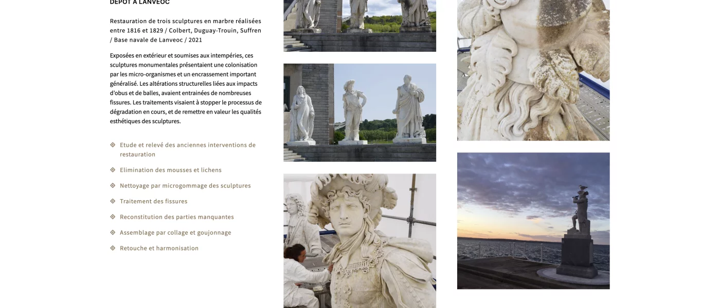 Ana&iuml;s Lechat portfolio, sculpture conservator, minimalist webdesign, view 4/7, project by Emmanuel Lechat