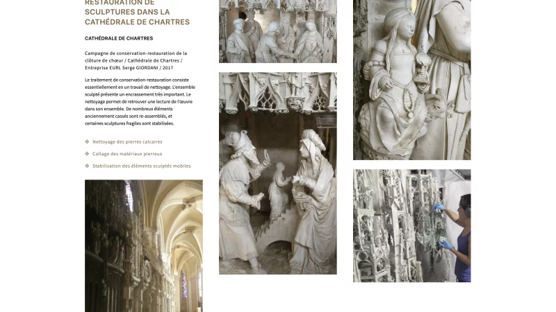 Ana&iuml;s Lechat portfolio, sculpture conservator, minimalist webdesign, view 6/7, project by Emmanuel Lechat