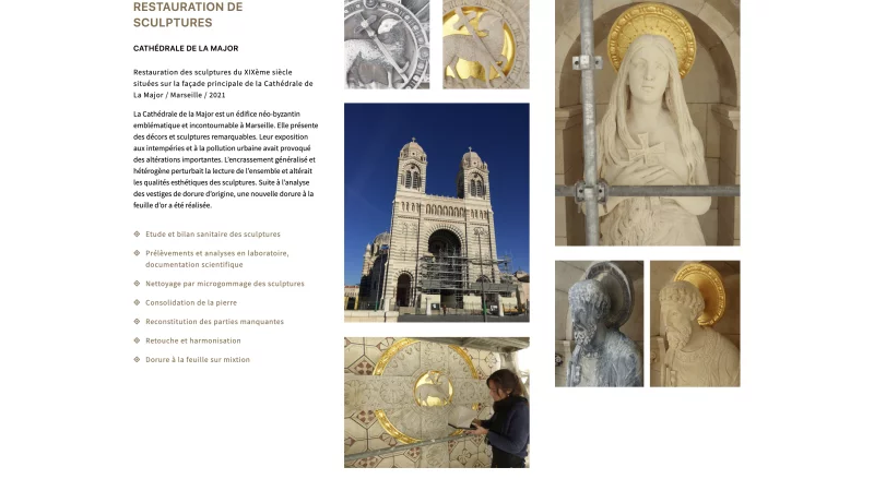 Ana&iuml;s Lechat portfolio, sculpture conservator, minimalist webdesign, view 3/7, project by Emmanuel Lechat