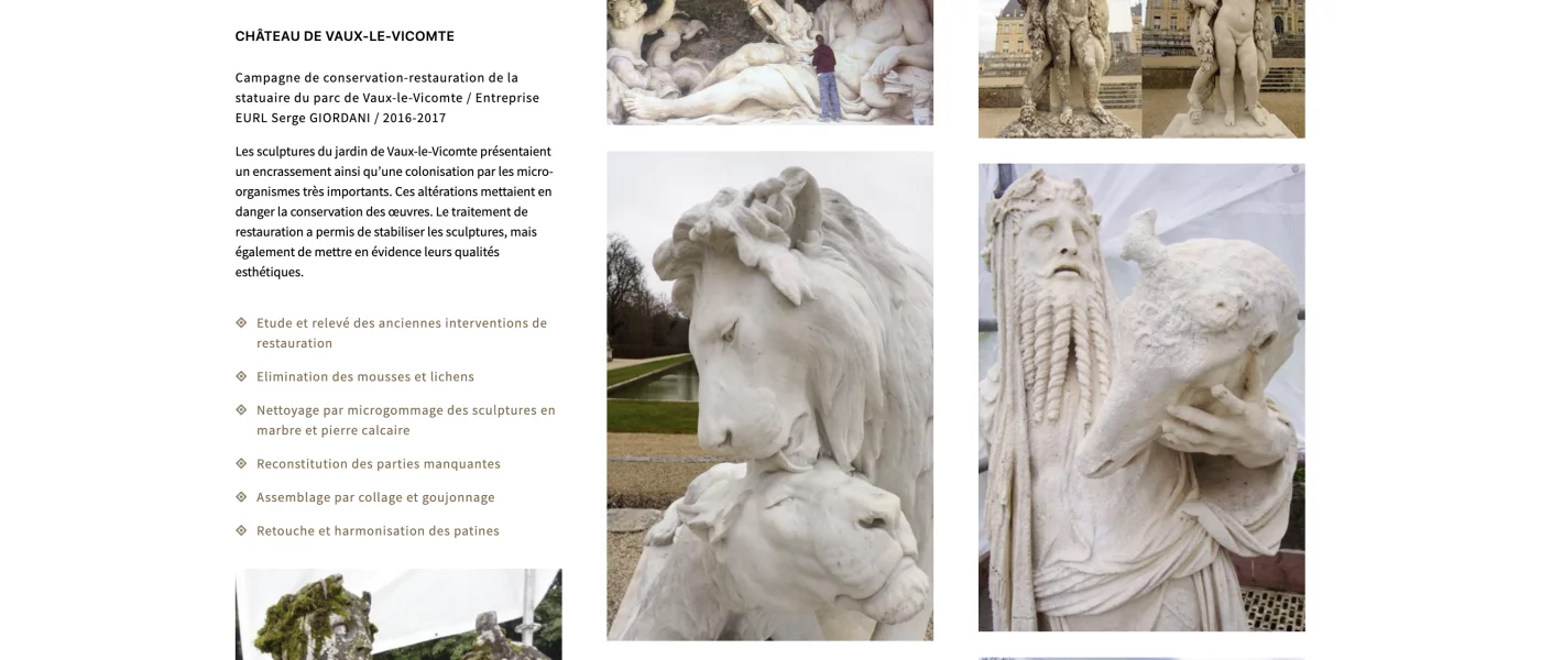 Ana&iuml;s Lechat portfolio, sculpture conservator, minimalist webdesign, view 7/7, project by Emmanuel Lechat