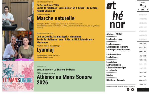 D&eacute;veloppement front-end du site d'**Ath&eacute;nor**, Sc&egrave;ne Nationale de Saint-Nazaire &mdash; Ath&eacute;nor