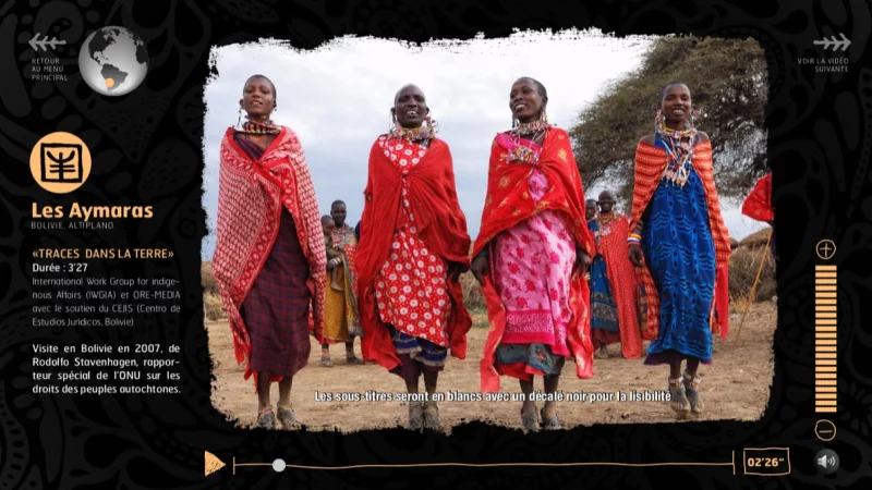 application Flash interactive &mdash; Bornes Tactiles &laquo;Peuples Racines&raquo; Culturel & Mus&eacute;ographie &mdash; d&eacute;veloppeur front-end freelance Emmanuel Lechat &mdash; vue 4/6