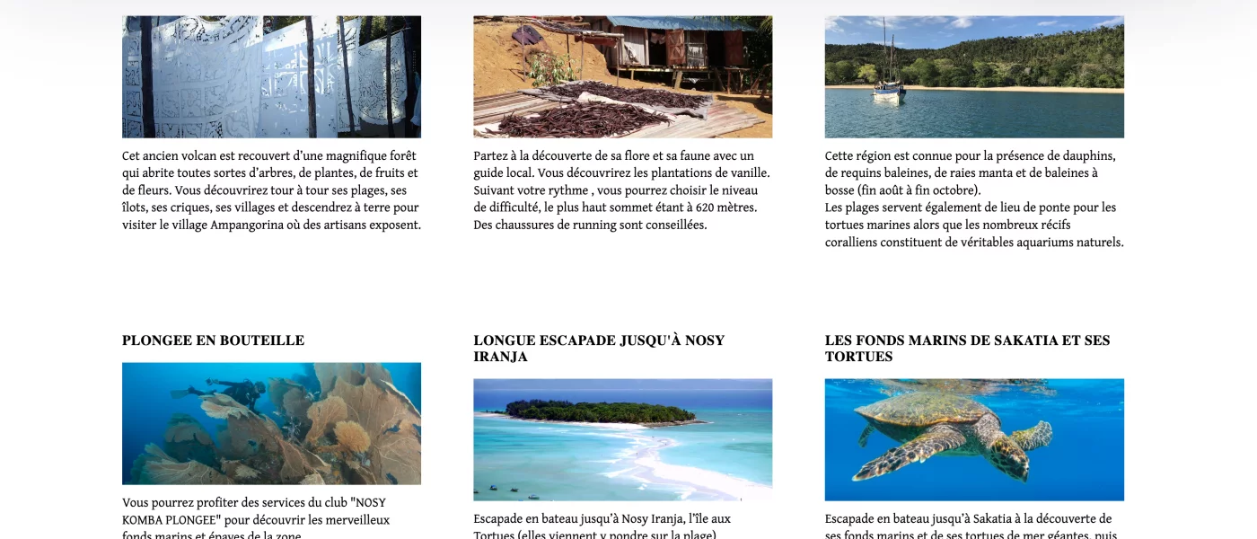 int&eacute;gration HTML/CSS, d&eacute;veloppement JavaScript &mdash; Domaine de Tahina Tourisme, &eacute;v&eacute;nementiel et culturel &mdash; d&eacute;veloppeur front-end freelance Emmanuel Lechat &mdash; vue 12/13