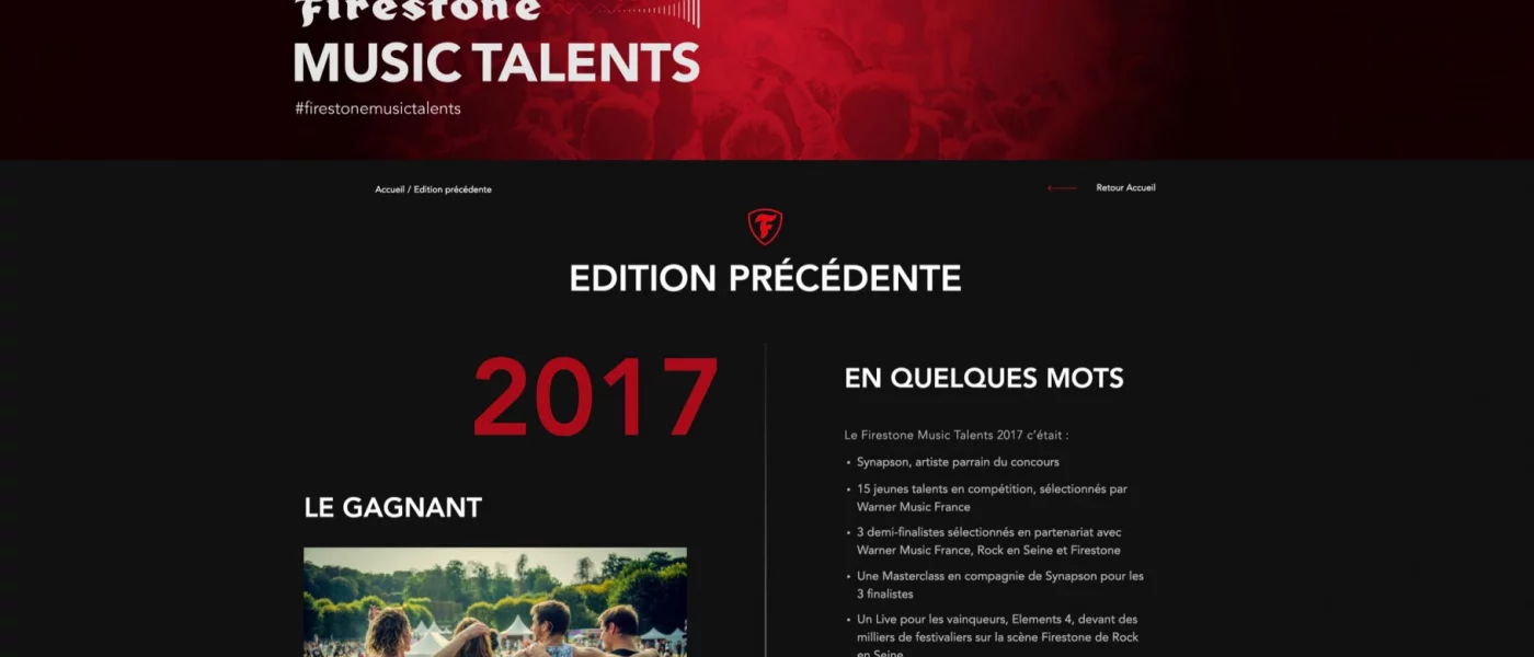 int&eacute;gration HTML/CSS, animations GSAP &mdash; Firestone Tourisme, &eacute;v&eacute;nementiel et culturel &mdash; d&eacute;veloppeur front-end freelance Emmanuel Lechat &mdash; vue 7/14