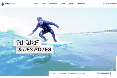 Aloa Surf site, board booking, spot map and Kirby CMS back office