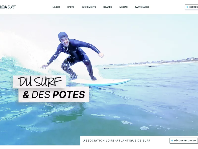 Aloa Surf site, board booking, spot map and Kirby CMS back office