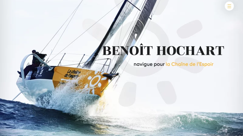 Site du skipper Benoit Hochart pour son projet La cha&icirc;ne de l'espoir, carnet de bord et partenaires, vue 2/6, r&eacute;alisation Emmanuel Lechat