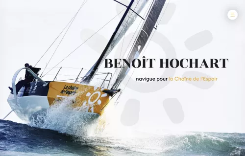 Site internet Intégration front-end  Réalisation du Site internet du skipper Benoit Hochart - 'La chaîne de l'espoir'. Présentation du projet, du skipper et de ses partenaires.