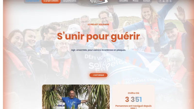 site Kirby CMS sur-mesure, animations GSAP, scroll anim&eacute; Lenis &mdash; Defi-voile Solidaires en Peloton Nautisme &mdash; d&eacute;veloppeur front-end freelance Emmanuel Lechat &mdash; vue 3/8