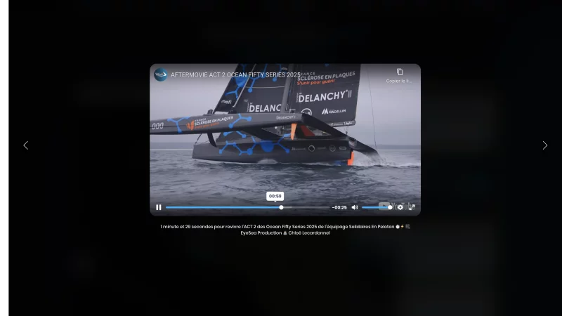 D&eacute;fi Voile Solidaires en Peloton website, interactive map and Ocean 50 race tracker, view 3/7, project by Emmanuel Lechat