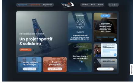 Site du D&eacute;fi Voile Solidaires en Peloton, carte interactive et suivi de course Ocean 50, r&eacute;alisation Emmanuel Lechat