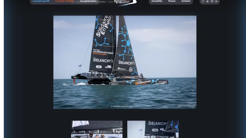 D&eacute;fi Voile Solidaires en Peloton website, interactive map and Ocean 50 race tracker, view 2/7, project by Emmanuel Lechat