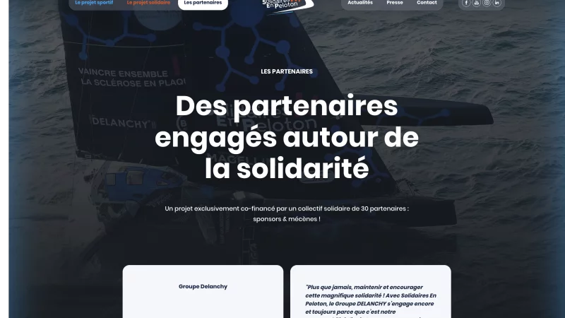 site Kirby CMS sur-mesure, animations GSAP, scroll anim&eacute; Lenis &mdash; Defi-voile Solidaires en Peloton Nautisme &mdash; d&eacute;veloppeur front-end freelance Emmanuel Lechat &mdash; vue 4/8