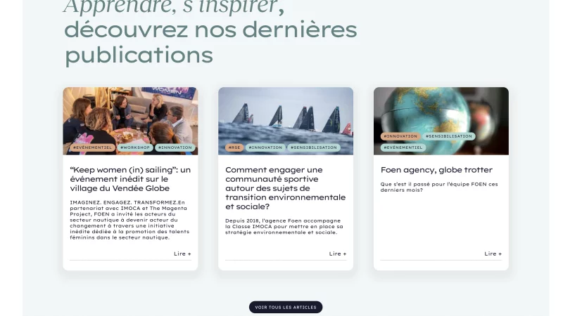 scroll anim&eacute; Lenis, animations GSAP, int&eacute;gration HTML/CSS &mdash; foen agency Nautisme &mdash; d&eacute;veloppeur front-end freelance Emmanuel Lechat &mdash; vue 3/8