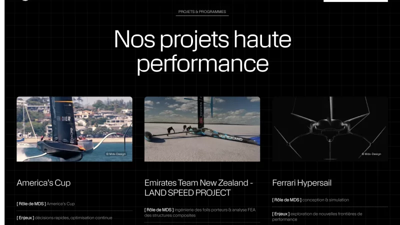 Site vitrine MDS Design &mdash; architectes navals conception simulation haute performance