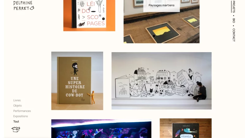 site Kirby CMS sur-mesure, webdesign Figma, int&eacute;gration HTML/CSS &mdash; Delphine Perret Portfolios & Books &mdash; d&eacute;veloppeur front-end freelance Emmanuel Lechat &mdash; vue 3/9