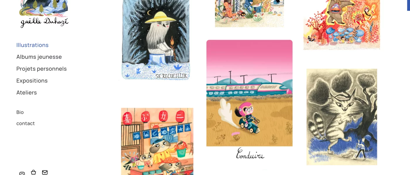 webdesign Figma, d&eacute;veloppement JavaScript, site Kirby CMS sur-mesure &mdash; Gaelle duhaz&eacute; Portfolios & Books &mdash; d&eacute;veloppeur front-end freelance Emmanuel Lechat &mdash; vue 2/9