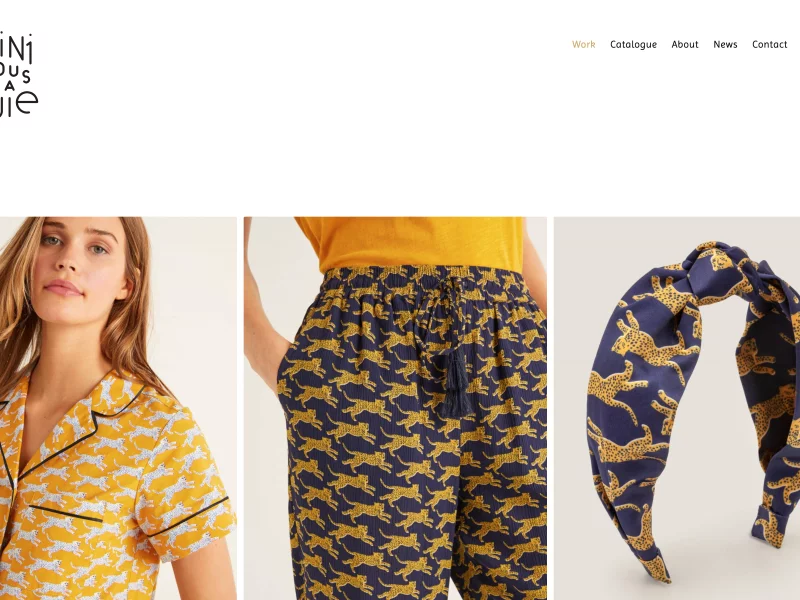 Webdesign and programming of the "Bikini sous la pluie" pattern-design portfolio. Clean, intuitive design. Responsive layout.