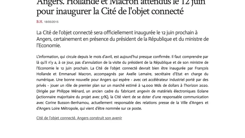 int&eacute;gration HTML/CSS, d&eacute;veloppement JavaScript &mdash; Le journal des entreprises Presse &mdash; d&eacute;veloppeur front-end freelance Emmanuel Lechat &mdash; vue 3/6