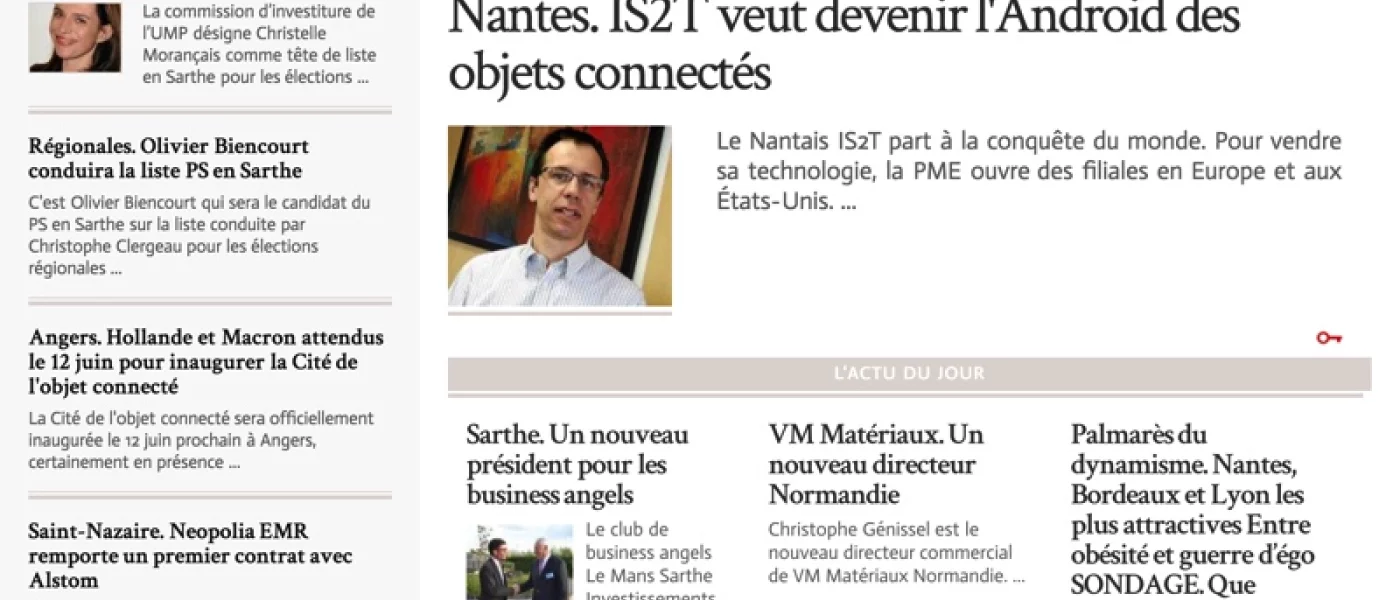 int&eacute;gration HTML/CSS, d&eacute;veloppement JavaScript &mdash; Le journal des entreprises Presse &mdash; d&eacute;veloppeur front-end freelance Emmanuel Lechat &mdash; vue 1/6