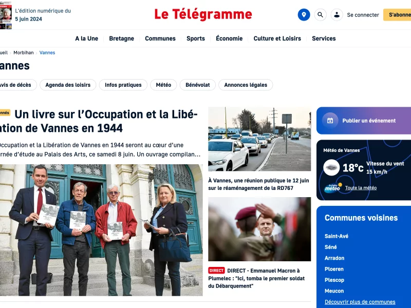Webdesign and front-end development for Le T&eacute;l&eacute;gramme newspaper