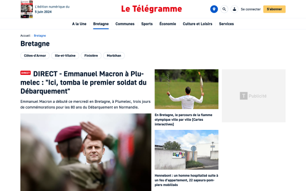 Webdesign et front-end de la version num&eacute;rique du **T&eacute;l&eacute;gramme** &mdash; Le T&eacute;l&eacute;gramme