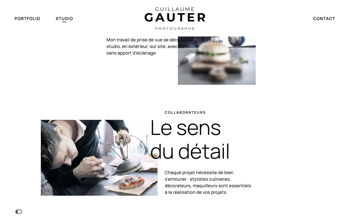 Réalisation du site internet de Guillaume Gauter, photographe culinaire et publicitaire à Rennes