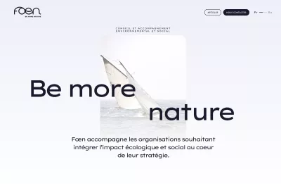 Foen Agency eco-designed website, GSAP-animated one-pager, environmental agency, project by Emmanuel Lechat