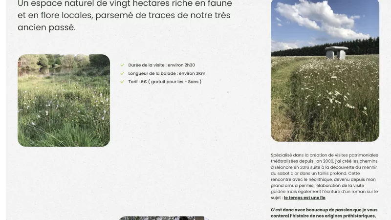 site Kirby CMS sur-mesure &mdash; Les Chemins d'El&eacute;onore Tourisme, &eacute;v&eacute;nementiel et culturel &mdash; d&eacute;veloppeur front-end freelance Emmanuel Lechat &mdash; vue 3/7